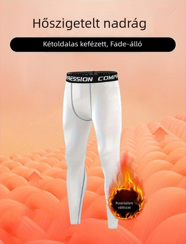 Férfi melegítő sportnadrág fleece belsővel, szorosan illeszkedő, 90% poliészter keverék, egész éves viselet