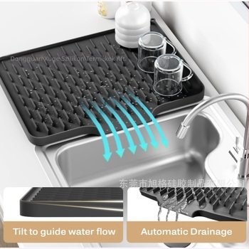 Szilikon négyszögletes mosogatószárítólap lejtős drénnel, csúszásmentes és hőszigetelt