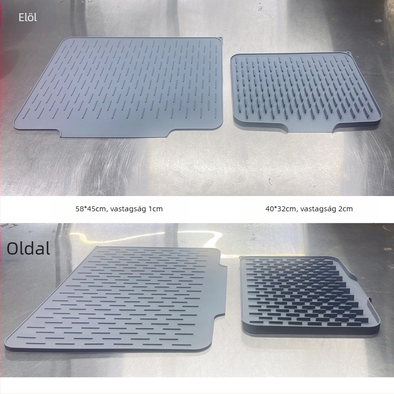 Szilikon négyszögletes mosogatószárítólap lejtős drénnel, csúszásmentes és hőszigetelt