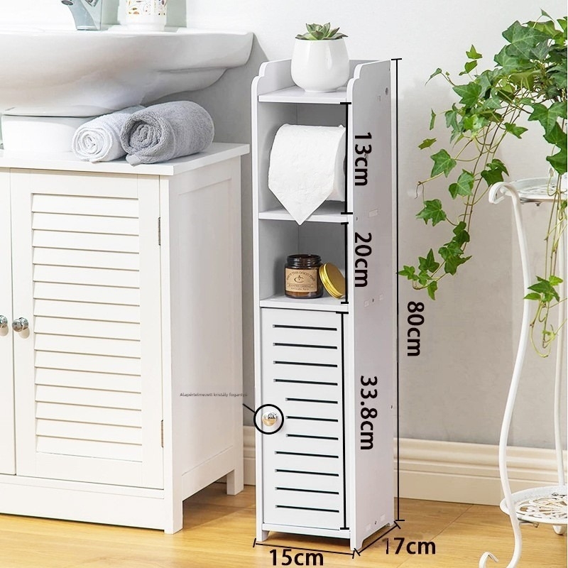 Fürdőszobai tároló szekrény - padlón álló (mobil, vízálló, forgó, 4 szintes)