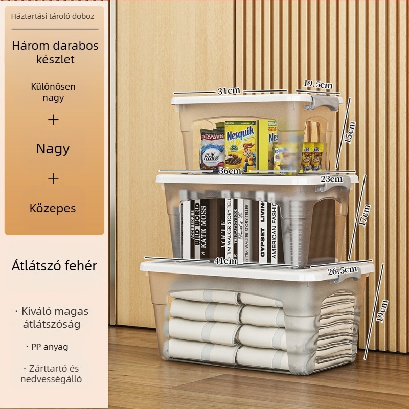 Műanyag gurulós tárolódoboz — többfunkciós, 50–60 L kapacitás, por- és nedvességálló, modellek 5501–5506