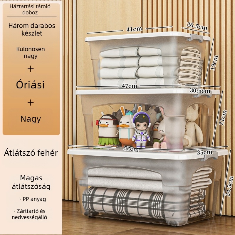 Műanyag gurulós tárolódoboz — többfunkciós, 50–60 L kapacitás, por- és nedvességálló, modellek 5501–5506