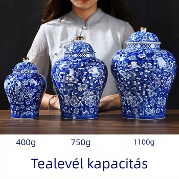 Kerámia teás tárolók szilva virág mintával, 2 kg, könnyed luxus retro stílus