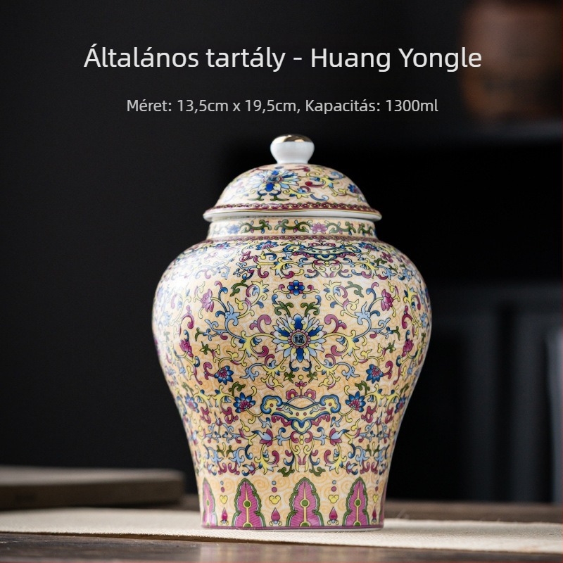 Kerámia teás tárolók szilva virág mintával, 2 kg, könnyed luxus retro stílus