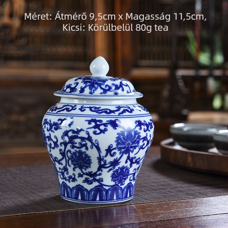 Kerámia teás tárolók szilva virág mintával, 2 kg, könnyed luxus retro stílus