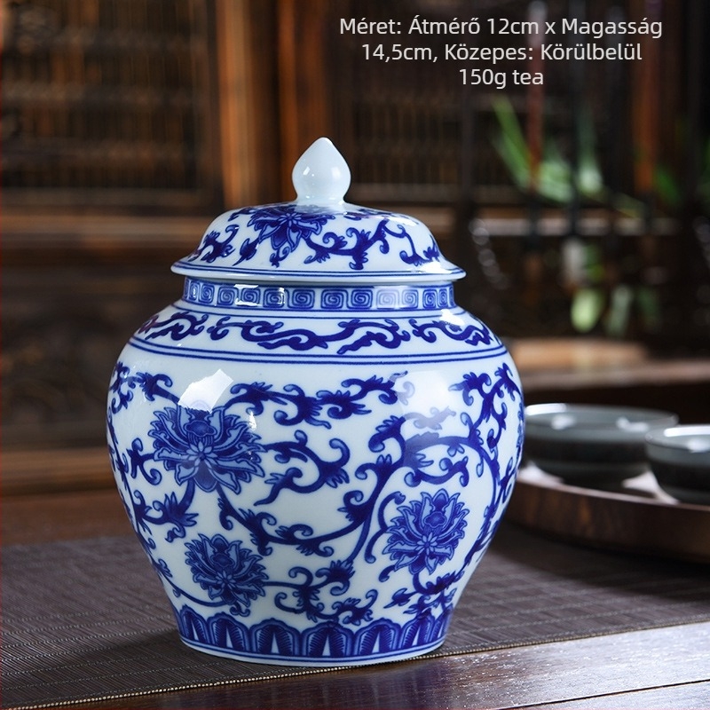 Kerámia teás tárolók szilva virág mintával, 2 kg, könnyed luxus retro stílus