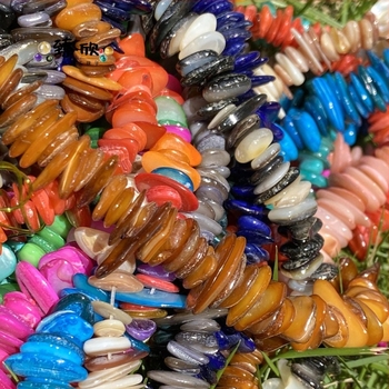 Bohem stílusú színes kagylóhéj gyöngyök, 7–14 mm, félkész ékszer alkatrész, 38 cm hosszú