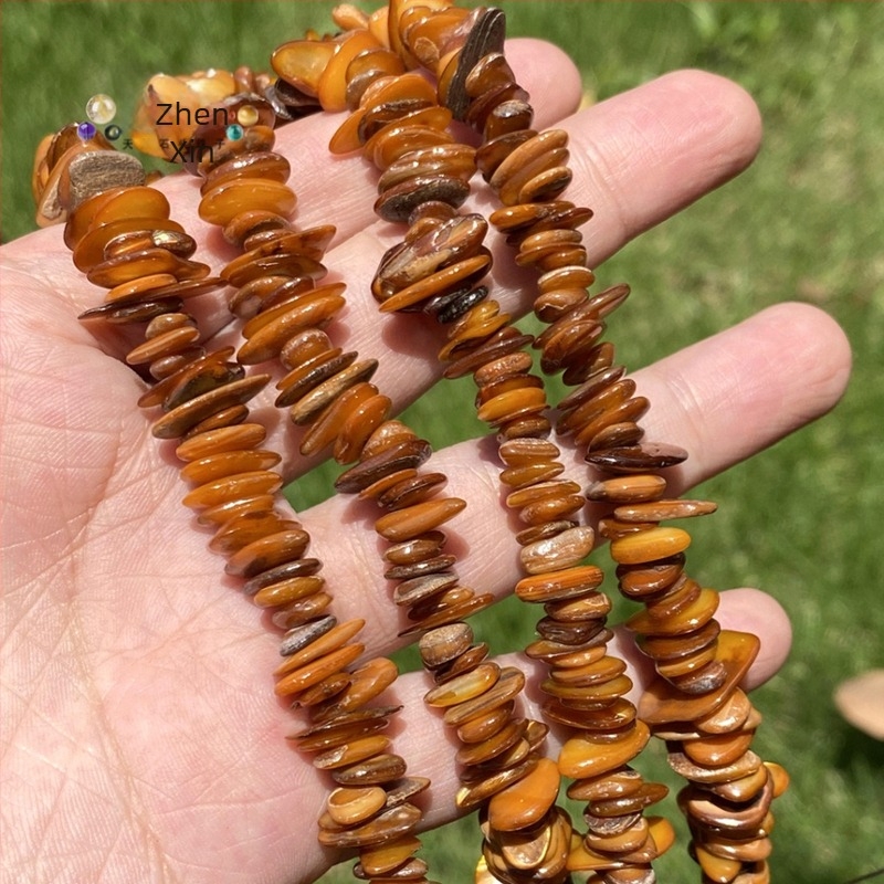 Bohem stílusú színes kagylóhéj gyöngyök, 7–14 mm, félkész ékszer alkatrész, 38 cm hosszú