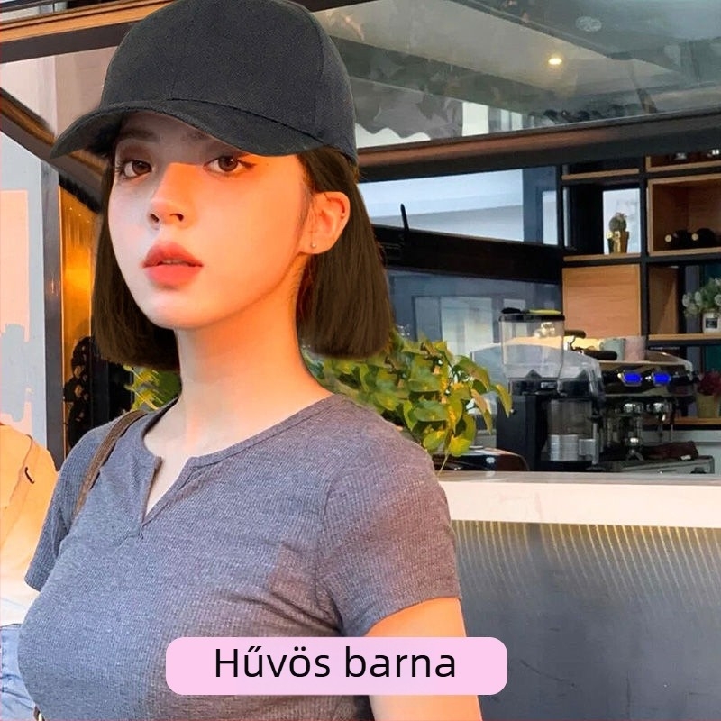 Sapkás paróka bob fazon, hőálló szálak, közepes-hosszú, koreai stílus