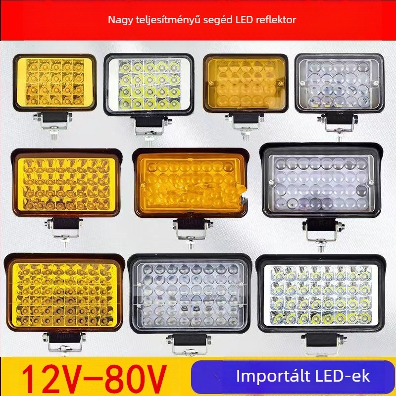 Több‑LED spotfény járművekhez – 144W, 12–80V, IP67, repülőipari alumínium, 30000 óra élettartam