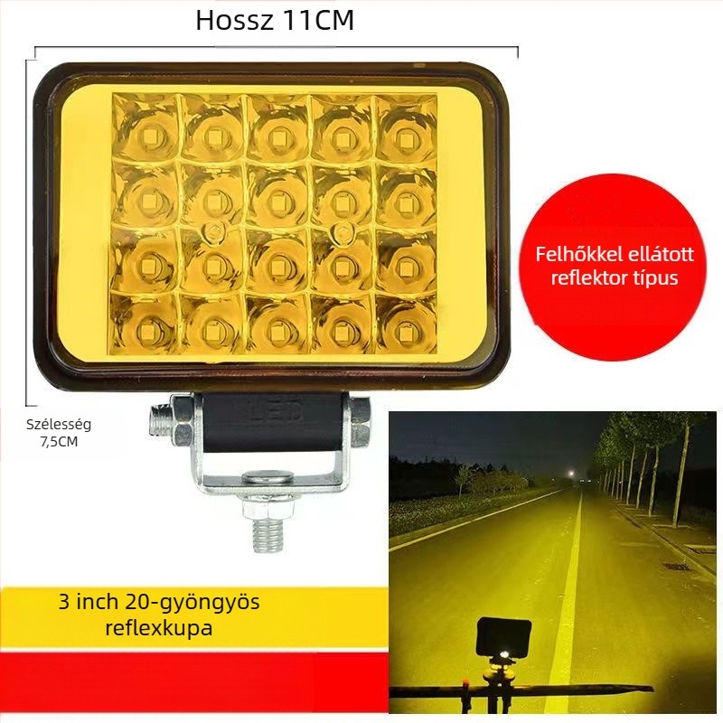 Több‑LED spotfény járművekhez – 144W, 12–80V, IP67, repülőipari alumínium, 30000 óra élettartam