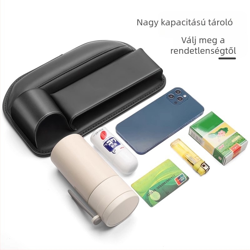 Autóülések közötti tároló rekesz, valódi bőr, testreszabható, logó nyomtatható