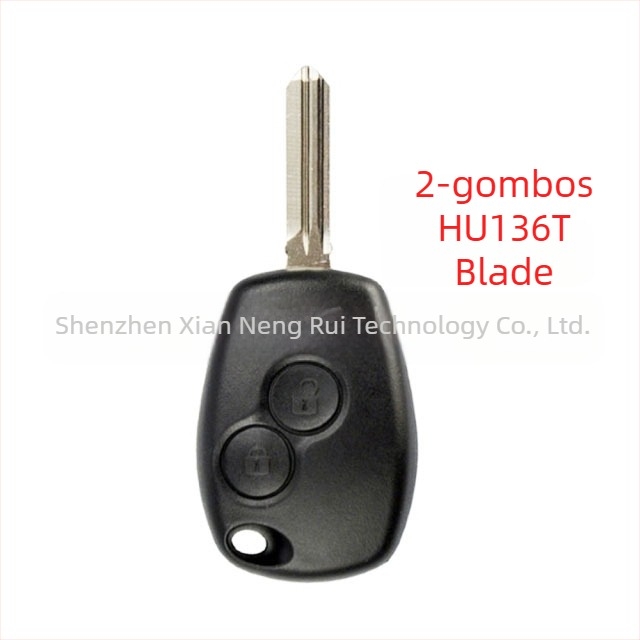 Renault kulcsház – egyenes lemez modell, ABS ház, fém kulcspenge, 2–3 kulcskonfiguráció, tömeg 35 g