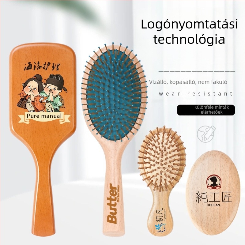 Fából készült bükkfa légpárnás fésű, ugyanolyan modell, mint az Aifanda, ajándékdobozban, gravírozási lehetőséggel születésnapra
