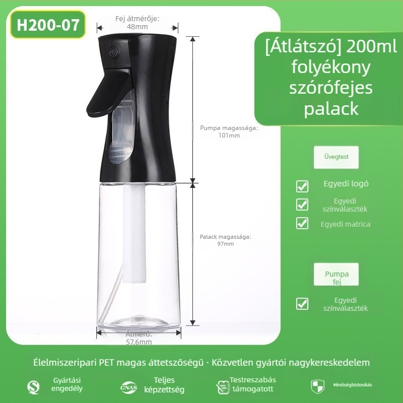 Permetező palack matt felülettel, PET anyag, szitanyomás, eredet Zhejiang, Senjia Plastic Industry márka, testreszabás nélkül