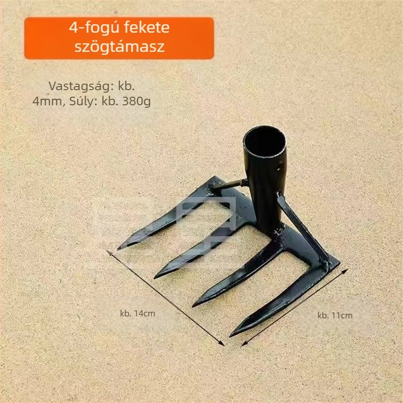 Tízfogú acél gereblye — többfunkciós talajlazító eszköz