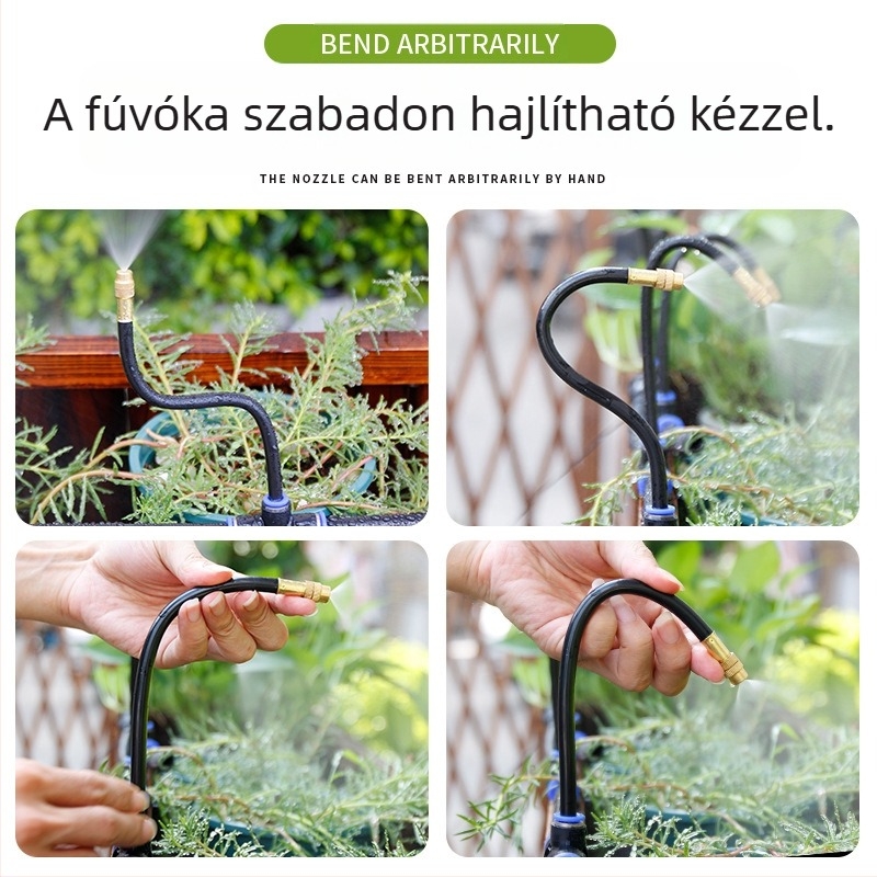 Mikro-spray öntözőfej állítható szöggel, 360°-os univerzális fúvóka, gyors dugó-csatlakozású telepítés, automata permetező otthoni kertészethez