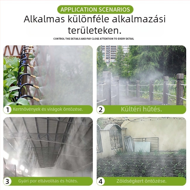Mikro-spray öntözőfej állítható szöggel, 360°-os univerzális fúvóka, gyors dugó-csatlakozású telepítés, automata permetező otthoni kertészethez