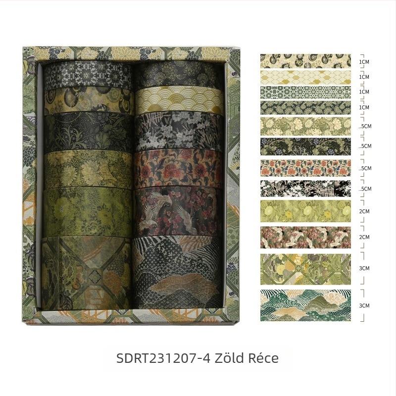 Kyoto Yanyun Naptár Washi Szalag és Papír Matrica Készlet, testreszabható, aljzat: washi papír, vastagság 0.02, általános felhasználás