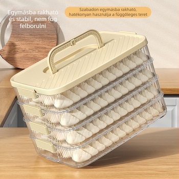 Dumpling tároló doboz – hordozható, vákuumzáras, többszintű, élelmiszer-minőségű műanyag, fagyasztóban tárolható