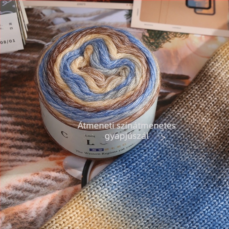 Gradiens színű gyapjúfonal golyó kézimunkához – Spray-spun, közepes vastagság