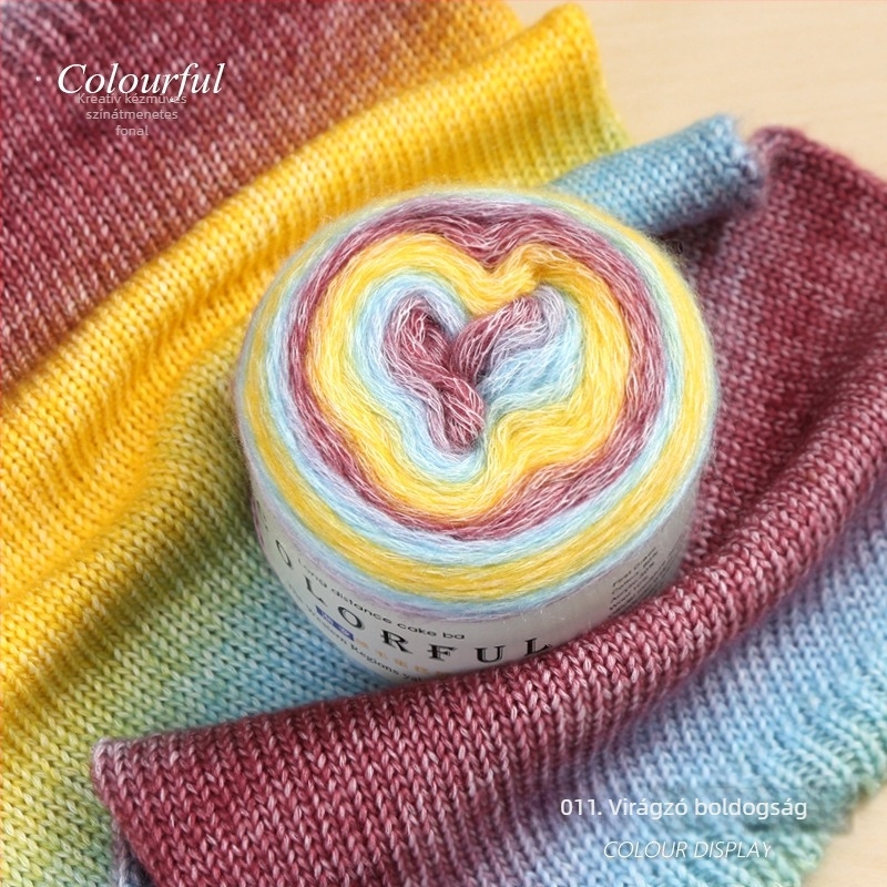 Gradiens színű gyapjúfonal golyó kézimunkához – Spray-spun, közepes vastagság