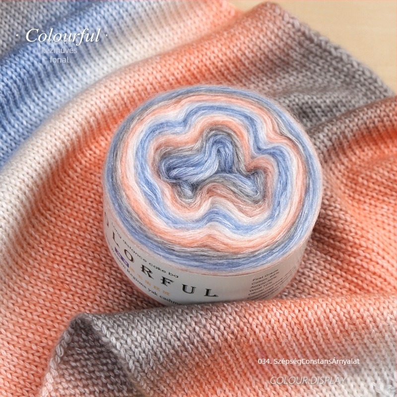 Gradiens színű gyapjúfonal golyó kézimunkához – Spray-spun, közepes vastagság