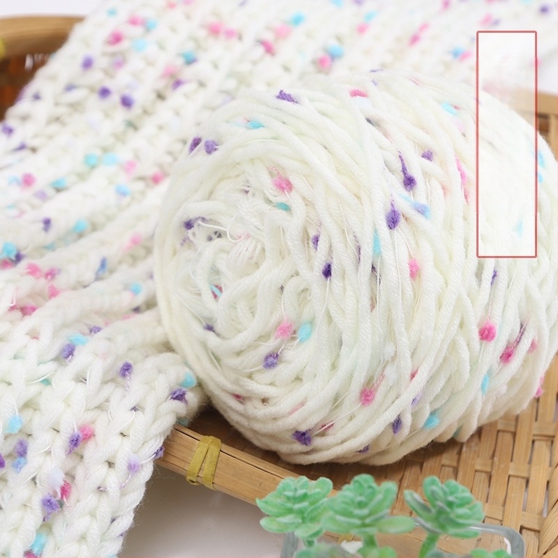 Kézzel kötött sál Rainbow Candy Bean Line, jet-spun fonal, csoportos fonal, alias Doudou line