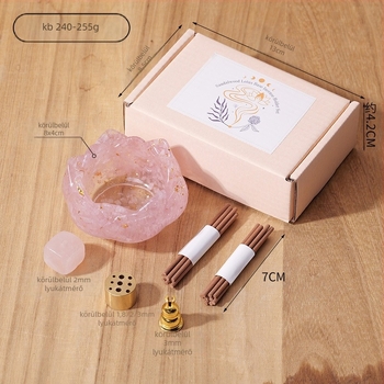 Lotusz virággal díszített füstölő tartó alap kristály kavicsos gyanta betéttel (Anyag: Kristály; Márka: Runyangshi; Kategória: Geometriai forma)