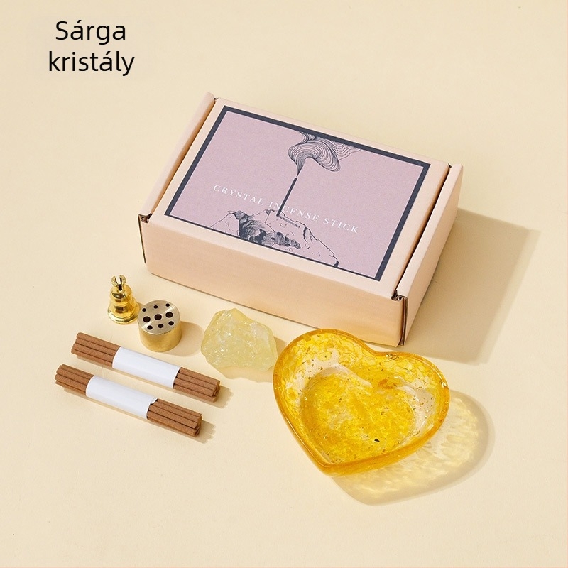 Lotusz virággal díszített füstölő tartó alap kristály kavicsos gyanta betéttel (Anyag: Kristály; Márka: Runyangshi; Kategória: Geometriai forma)