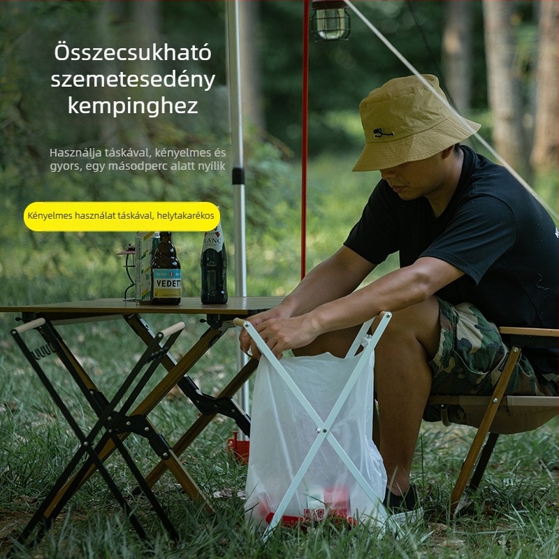 Összecsukható kültéri szemetesállvány, zsákok tartója, asztali tároló Kempinghez és otthoni konyhához