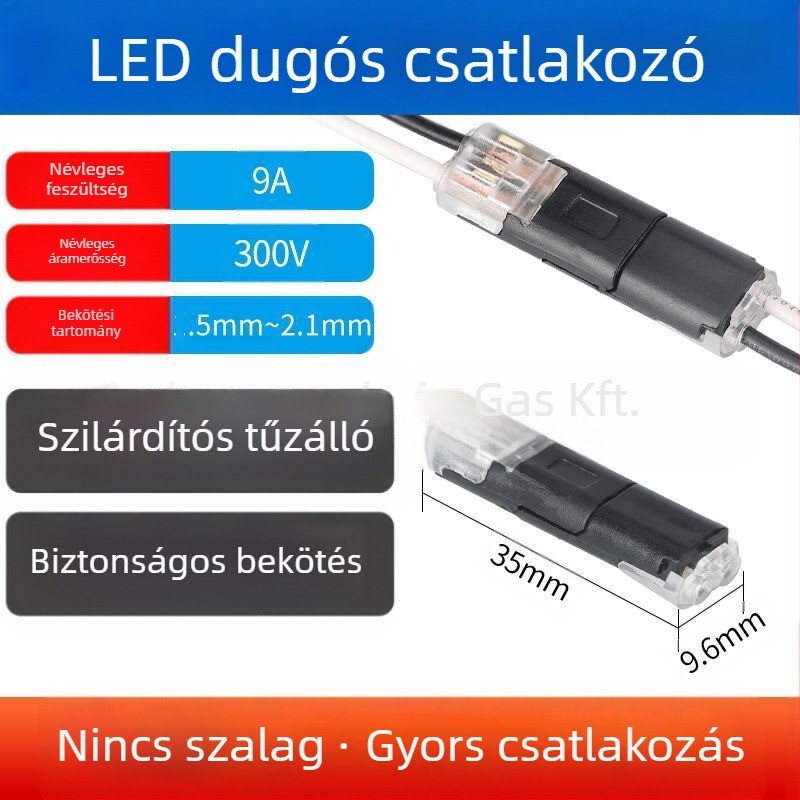 Beef time LED D2 gyors csatlakozó – 1 tűs terminál vezeték-vezeték közötti csatlakozáshoz, közvetlen plug-in, szigetelőanyag: magas tisztaságú foszforos réz, vezeték keresztmetszet 0,35–0,75 mm, LED világításhoz