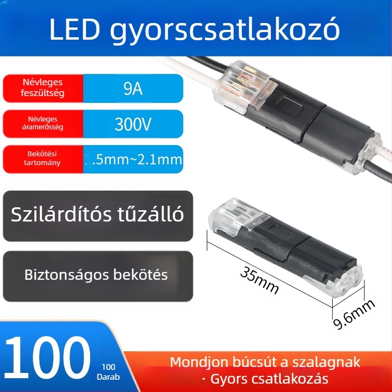 Beef time LED D2 gyors csatlakozó – 1 tűs terminál vezeték-vezeték közötti csatlakozáshoz, közvetlen plug-in, szigetelőanyag: magas tisztaságú foszforos réz, vezeték keresztmetszet 0,35–0,75 mm, LED világításhoz