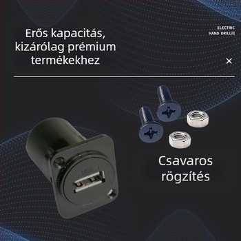 D-típusú USB 2.0 modul adatátviteli hajlított csatlakozó, csavaros rögzítés és dupla lyukú aljzat