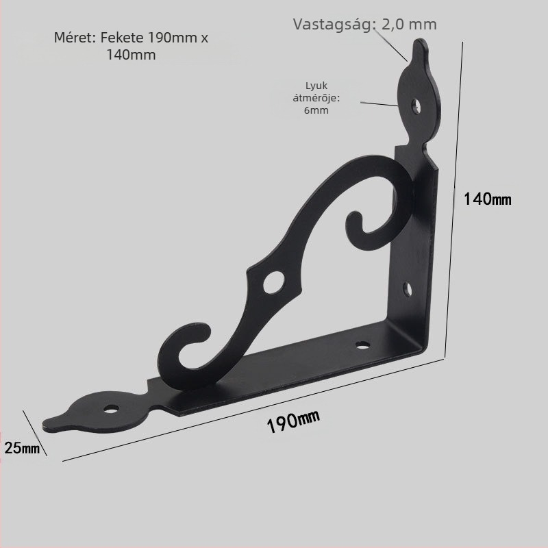 Vasból készült fali háromszög alakú polctartó, modell 2558, falra szerelhető, modern minimalist stílus, felület spray bevonattal