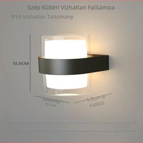 Kültéri fali lámpa, skandináv minimalist design folyosókhoz, ABS burkolat, nem szabályozható fényerő, üzemidő több mint 36 óra