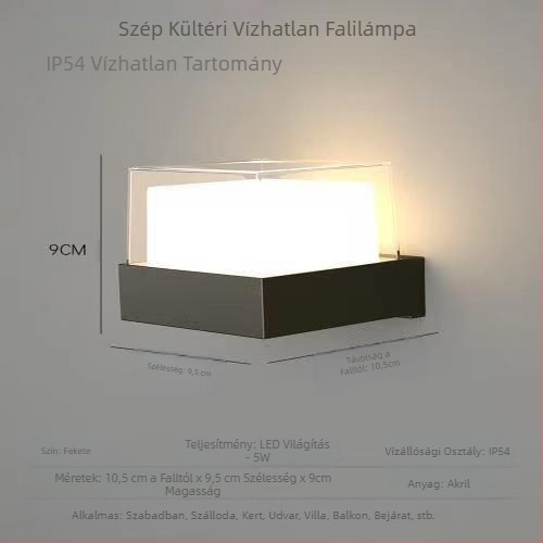 Kültéri fali lámpa, skandináv minimalist design folyosókhoz, ABS burkolat, nem szabályozható fényerő, üzemidő több mint 36 óra