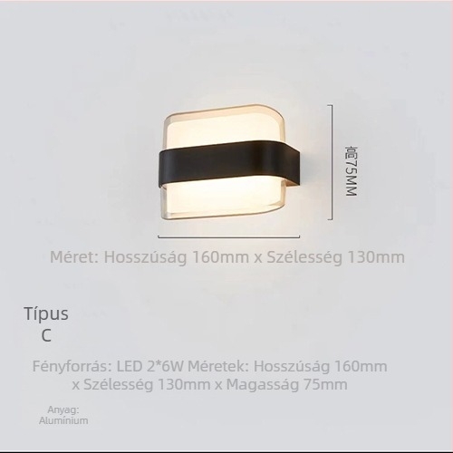 Kültéri fali lámpa, skandináv minimalist design folyosókhoz, ABS burkolat, nem szabályozható fényerő, üzemidő több mint 36 óra