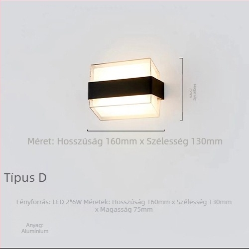 Kültéri fali lámpa, skandináv minimalist design folyosókhoz, ABS burkolat, nem szabályozható fényerő, üzemidő több mint 36 óra