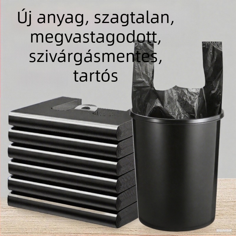 Háztartási vastagított szemeteszsák, mellény-stílusú, LDPE, egyszer használatos, 50 db/csomag