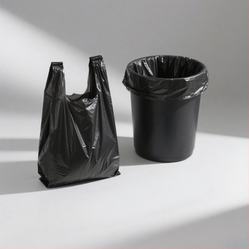 Háztartási vastagított szemeteszsák, mellény-stílusú, LDPE, egyszer használatos, 50 db/csomag