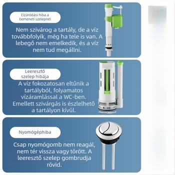 WC-szelepek készlet: feltöltő szelep, ürítő szelep, univerzális illeszkedés, tartály úszó