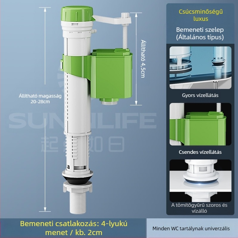 WC-szelepek készlet: feltöltő szelep, ürítő szelep, univerzális illeszkedés, tartály úszó