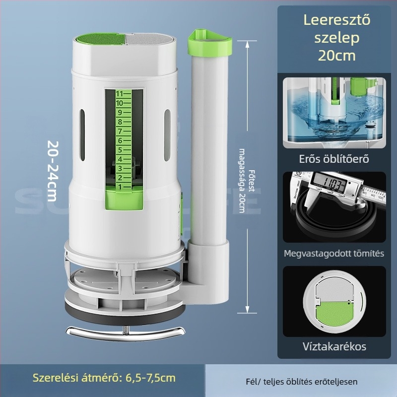 WC-szelepek készlet: feltöltő szelep, ürítő szelep, univerzális illeszkedés, tartály úszó
