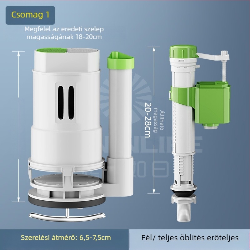 WC-szelepek készlet: feltöltő szelep, ürítő szelep, univerzális illeszkedés, tartály úszó