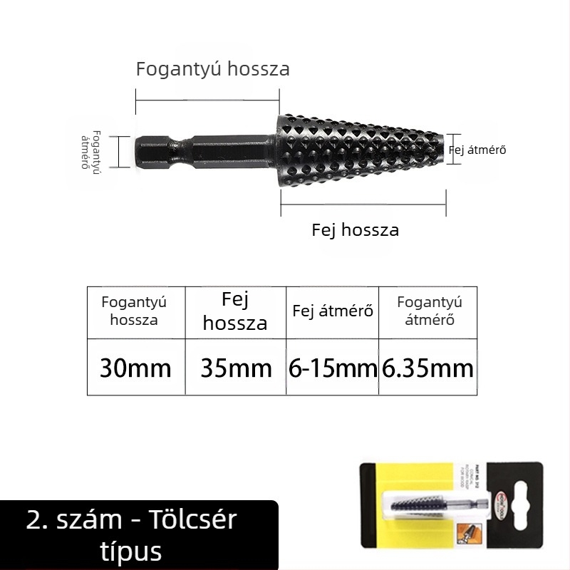 Hatszögletű szárú forgó reszelő faber céljára és gyökérfaragás – 45# acél, alkalmas fához, puha fémhez és műanyaghoz, testre szabható feldolgozás, elektromos csiszolófej készlet