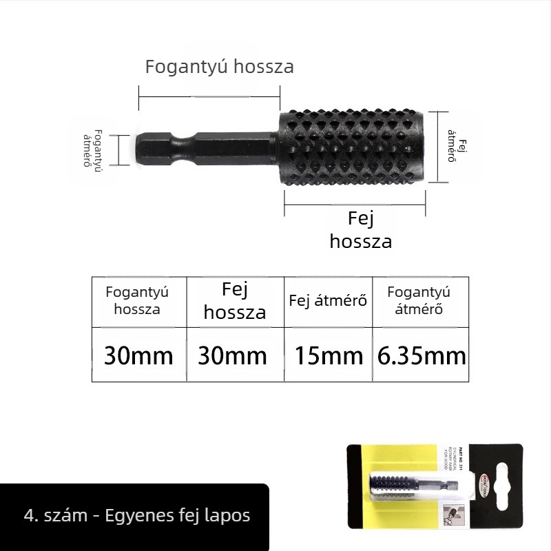 Hatszögletű szárú forgó reszelő faber céljára és gyökérfaragás – 45# acél, alkalmas fához, puha fémhez és műanyaghoz, testre szabható feldolgozás, elektromos csiszolófej készlet