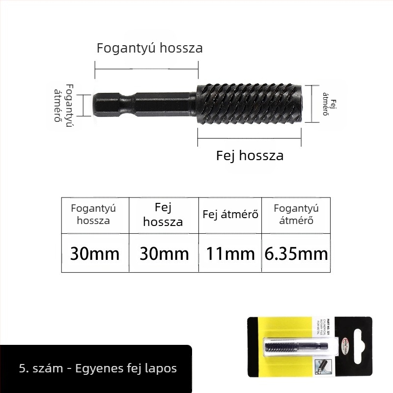 Hatszögletű szárú forgó reszelő faber céljára és gyökérfaragás – 45# acél, alkalmas fához, puha fémhez és műanyaghoz, testre szabható feldolgozás, elektromos csiszolófej készlet