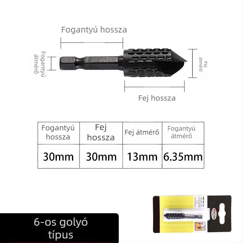 Hatszögletű szárú forgó reszelő faber céljára és gyökérfaragás – 45# acél, alkalmas fához, puha fémhez és műanyaghoz, testre szabható feldolgozás, elektromos csiszolófej készlet