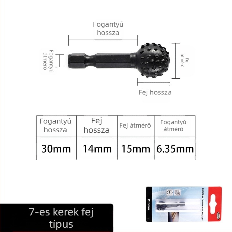 Hatszögletű szárú forgó reszelő faber céljára és gyökérfaragás – 45# acél, alkalmas fához, puha fémhez és műanyaghoz, testre szabható feldolgozás, elektromos csiszolófej készlet
